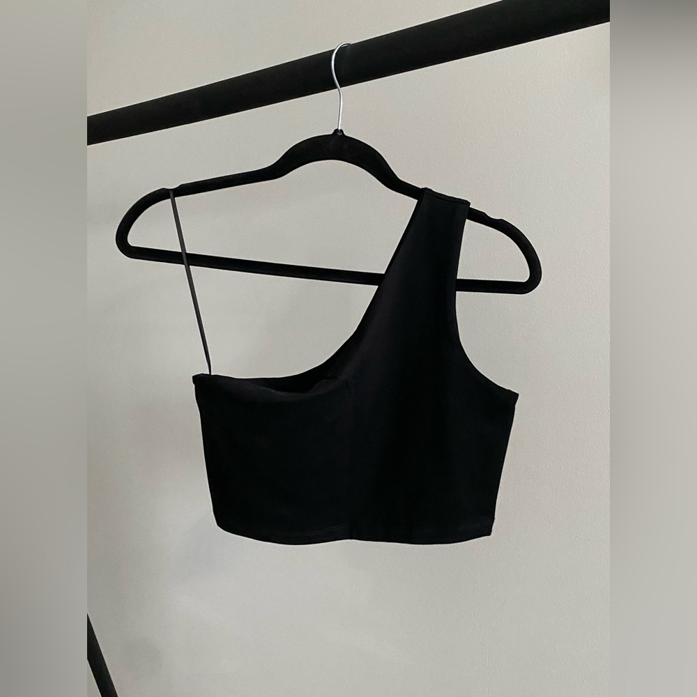 Revolve One Shoulder Black Crop Top